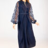 robe pour fêtes, robe papillon, robe longue, robe femme voilée robe élégante, robe bleu marine, robe fabriquée a paris, fabrication artisanale française.