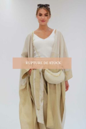 kimono en lin, kimono fabriqué en france, kimono tricolore, abaya en lin, abaya , mode musulmane, modest fashion, fabrication artisanale française, fabriqué à la main à paris, artisan français,